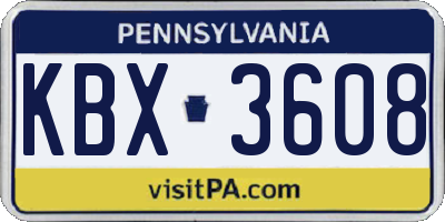 PA license plate KBX3608