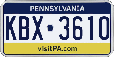 PA license plate KBX3610