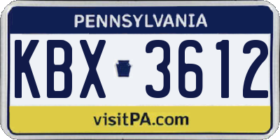 PA license plate KBX3612