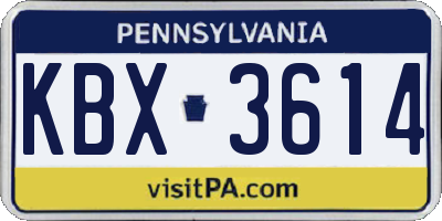 PA license plate KBX3614