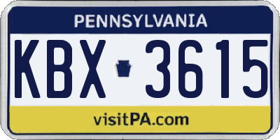 PA license plate KBX3615