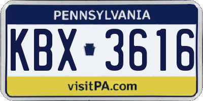 PA license plate KBX3616