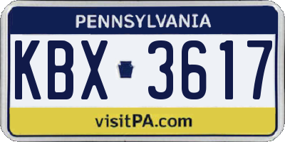 PA license plate KBX3617
