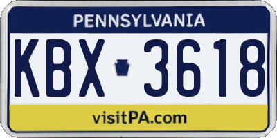 PA license plate KBX3618
