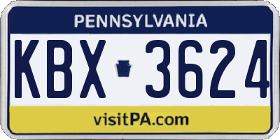 PA license plate KBX3624