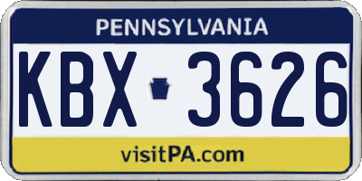 PA license plate KBX3626