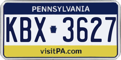 PA license plate KBX3627