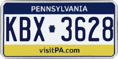 PA license plate KBX3628