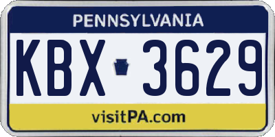 PA license plate KBX3629