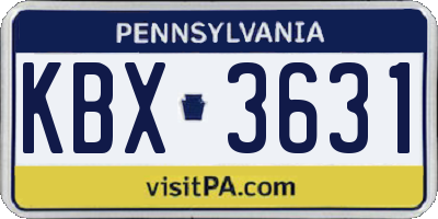 PA license plate KBX3631