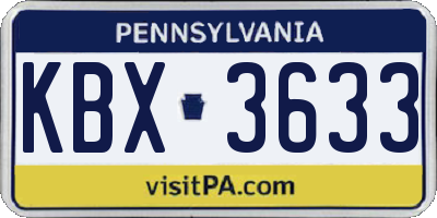 PA license plate KBX3633