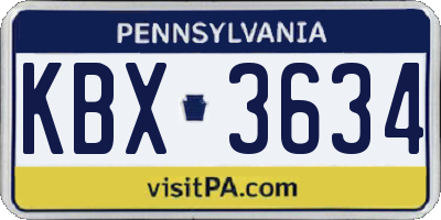 PA license plate KBX3634