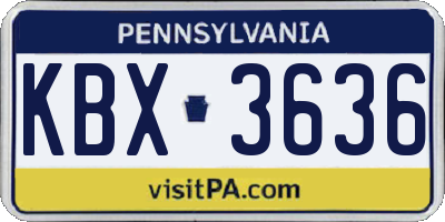 PA license plate KBX3636