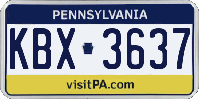 PA license plate KBX3637