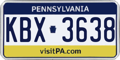 PA license plate KBX3638
