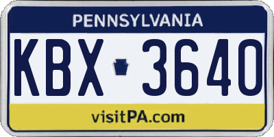 PA license plate KBX3640