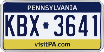 PA license plate KBX3641