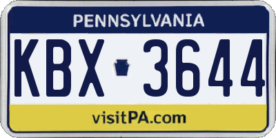 PA license plate KBX3644