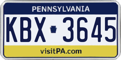 PA license plate KBX3645