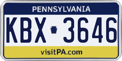 PA license plate KBX3646