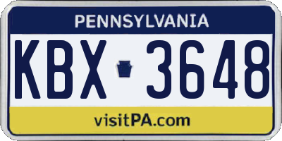 PA license plate KBX3648
