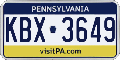 PA license plate KBX3649