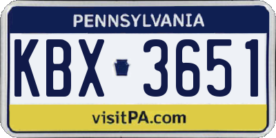 PA license plate KBX3651