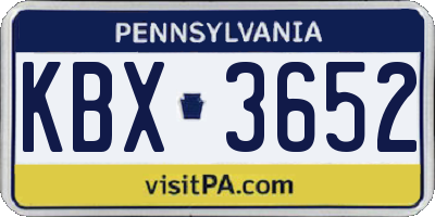 PA license plate KBX3652