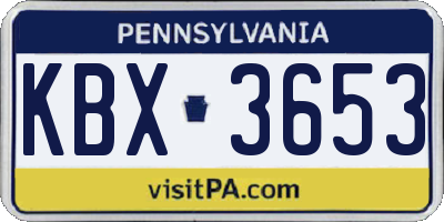 PA license plate KBX3653