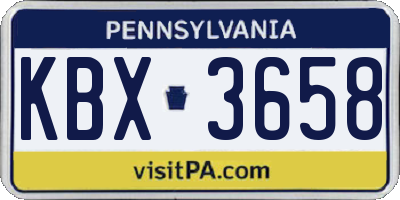 PA license plate KBX3658
