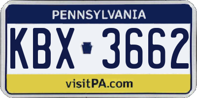 PA license plate KBX3662