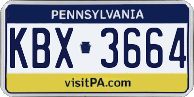 PA license plate KBX3664