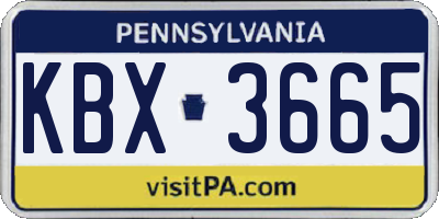 PA license plate KBX3665