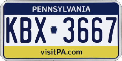 PA license plate KBX3667