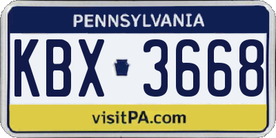 PA license plate KBX3668