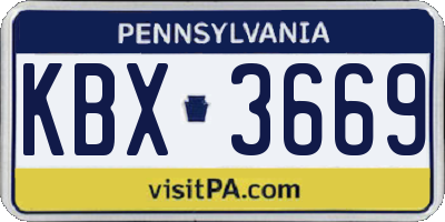 PA license plate KBX3669