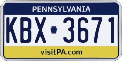 PA license plate KBX3671