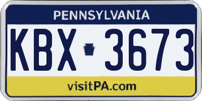 PA license plate KBX3673