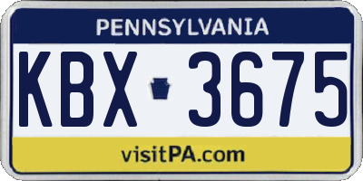 PA license plate KBX3675