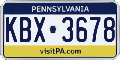 PA license plate KBX3678