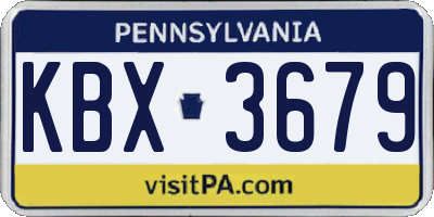 PA license plate KBX3679