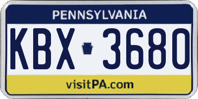 PA license plate KBX3680