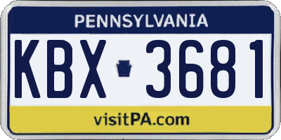 PA license plate KBX3681