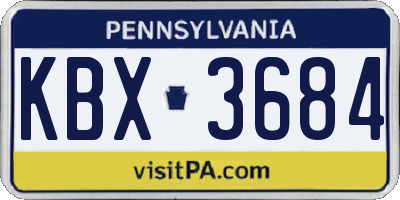 PA license plate KBX3684
