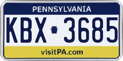 PA license plate KBX3685