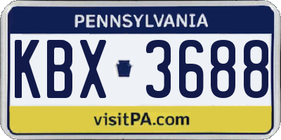 PA license plate KBX3688