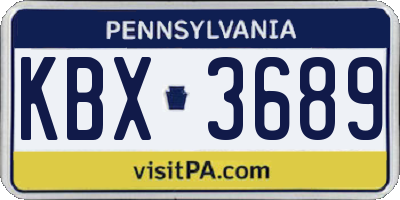 PA license plate KBX3689