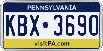 PA license plate KBX3690