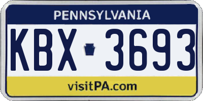 PA license plate KBX3693