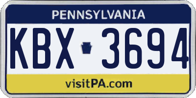 PA license plate KBX3694
